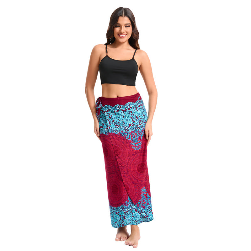 One-piece Casual Sarong Vacation Style Flower Beach Towel Slim Skirts