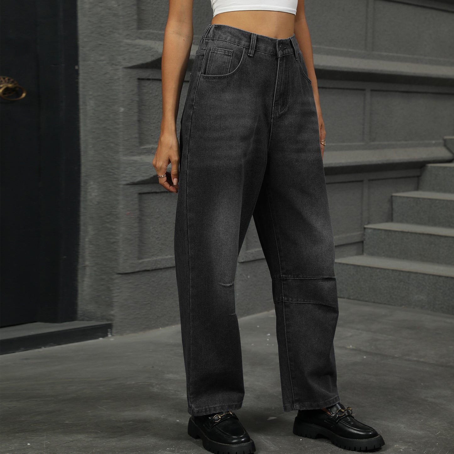 Attractive Women's Washed Loose Harem Cropped Jeans