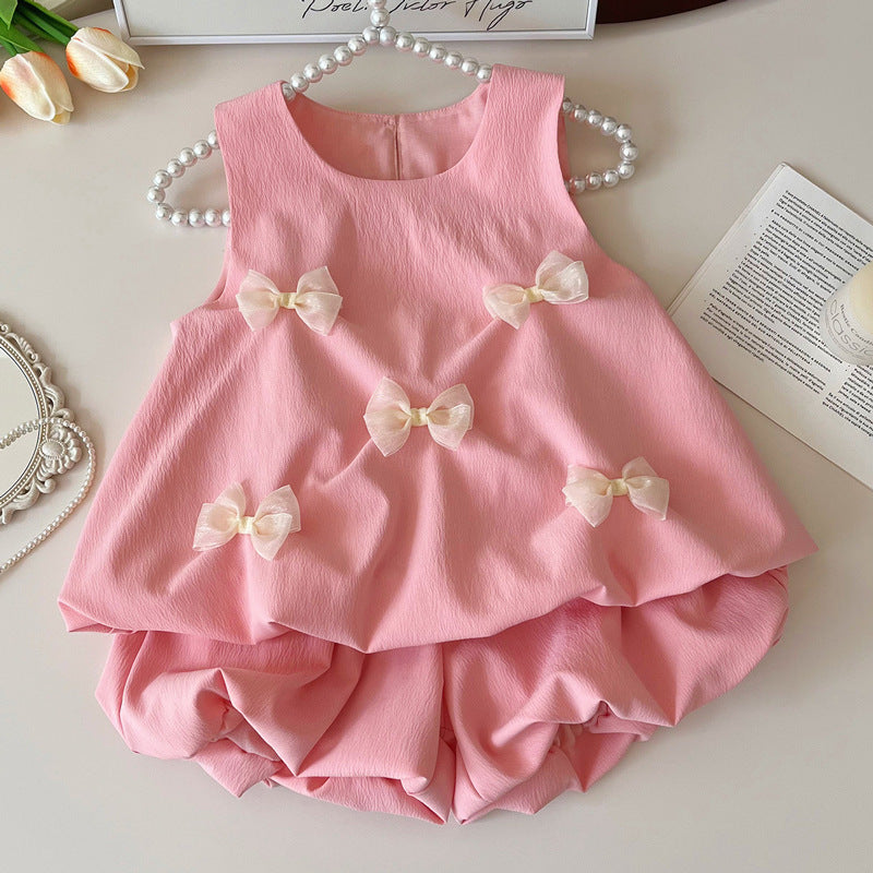 Summer Bowknot Cute Fashionable Sleeveless Bud Vest Children's Dress