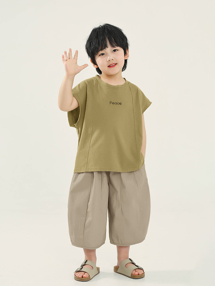 Children's Summer Korean Style Pure Cotton Short Sleeve Thin Sleeveless Children's T-shirt