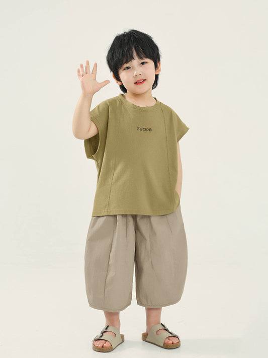 Children's Summer Korean Style Pure Cotton Short Sleeve Thin Sleeveless Children's T-shirt