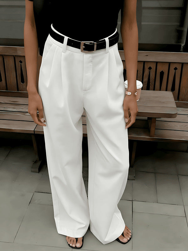 Women's Solid Color High Waist Loose Simple Casual Pants