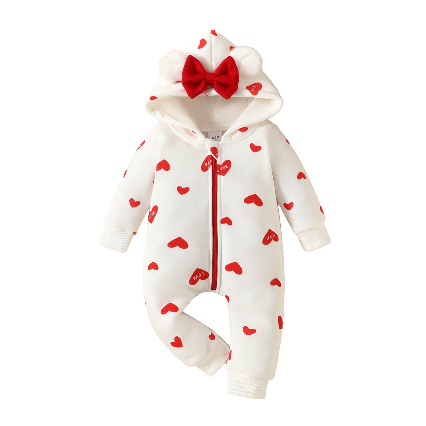 Love Romper Year Old Bowknot Zipper Sweater Strawberry Jumpsuit, Climbing Suit