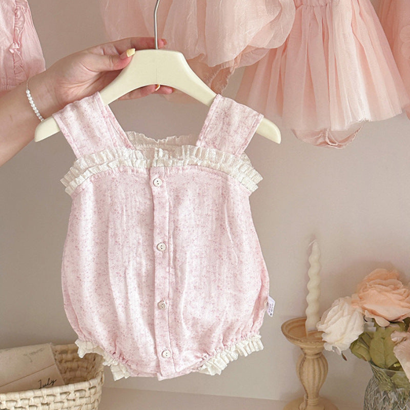 Infant Veil Floral Lace Romper Western Jumpsuit, Climbing Suit