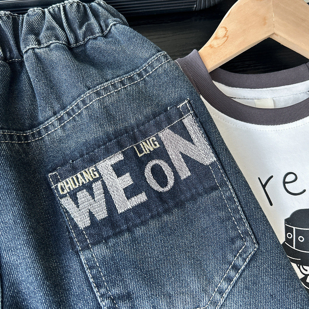 Children's Autumn Clothing Dark Denim Trousers Jeans Children's Pants