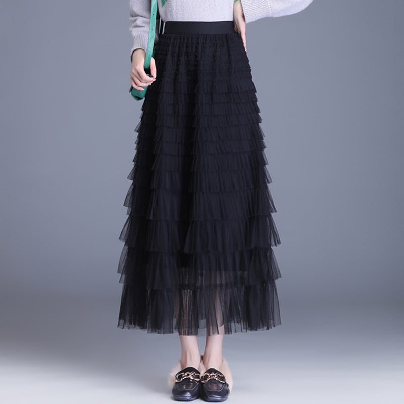 Women's Veil Puffy Net Yarn Cake Fairy Dress Long Skirts