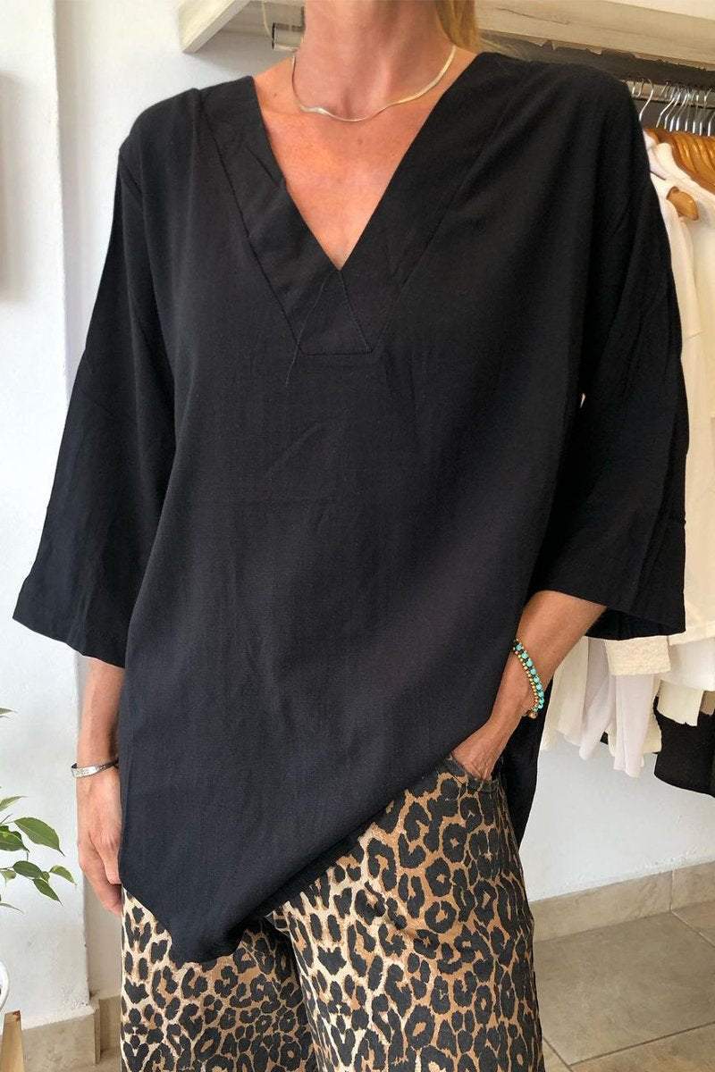 New Women's Casual Collar Solid Color Women's T-shirt