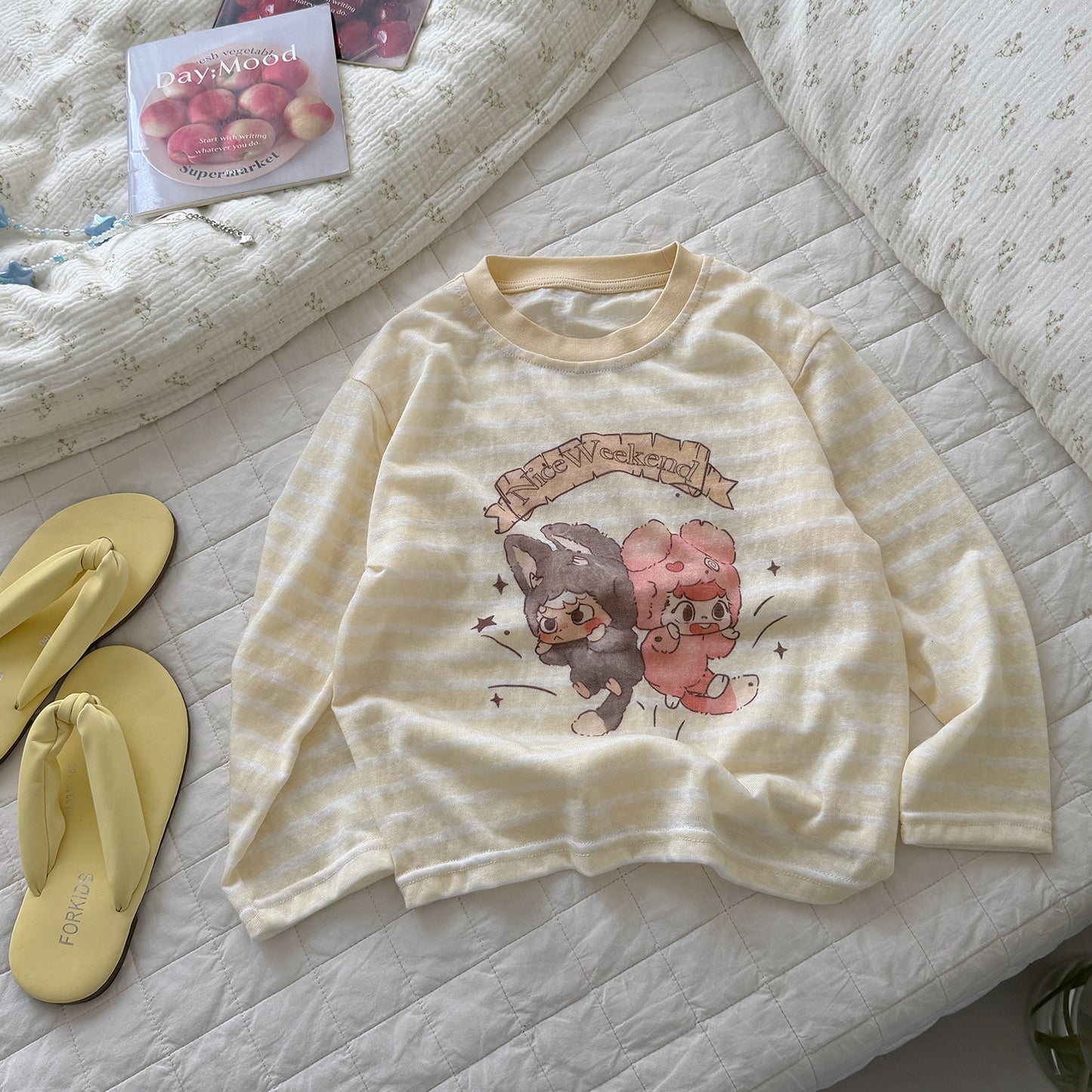 Children's Summer Sun Protective Blouse Cartoon Printed Long-sleeved Casual Top Children's T-shirt