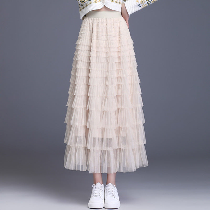 Women's Veil Puffy Net Yarn Cake Fairy Dress Long Skirts