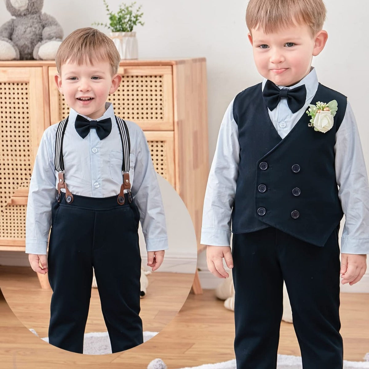 Shirt Vest Corsage Match Sets Boys Children's Suit