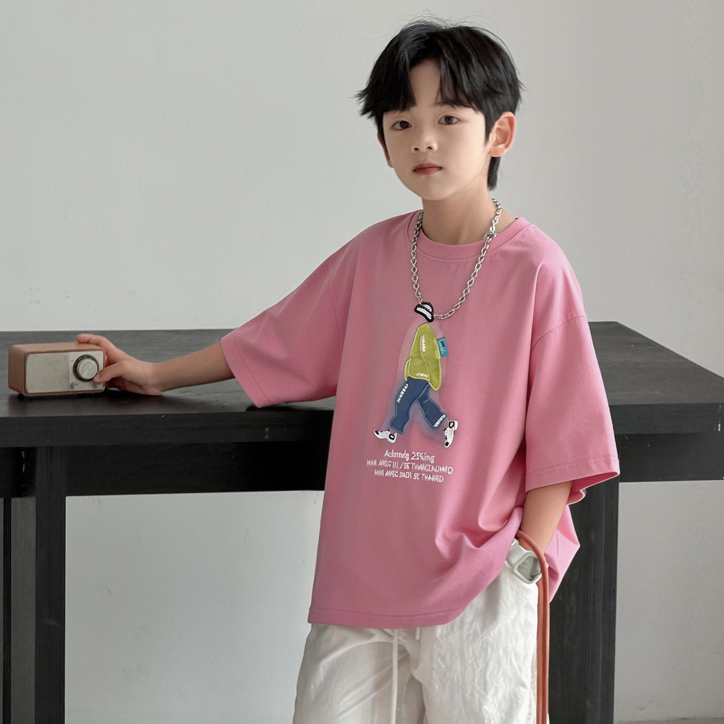 Children's Summer Loose Top Boys Medium Big Children's T-shirt