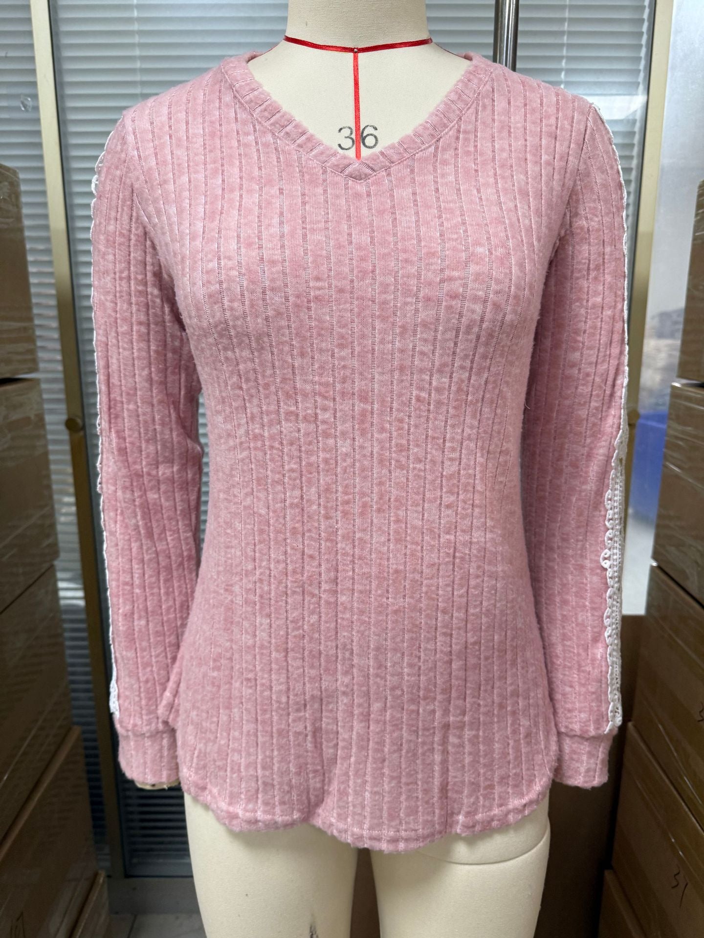 Women's Loose Long Sleeve Lace In Contrast Women's T-shirt