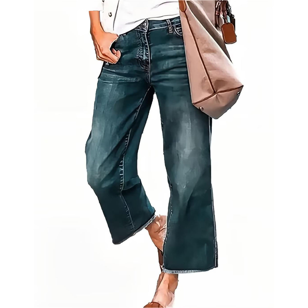 Women's Retro Loose Washed-out Casual Cat Beard Horse Riding Denim Women's Jeans
