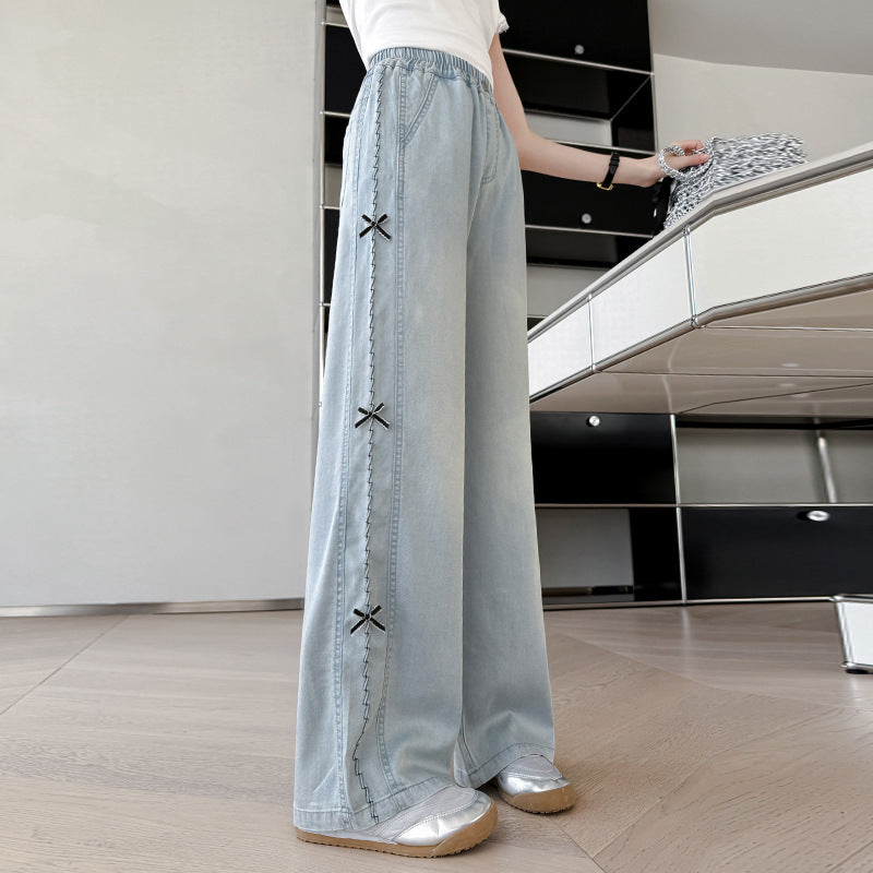 Trousers Summer Thin Korean Bow Medium Big Children's Pants