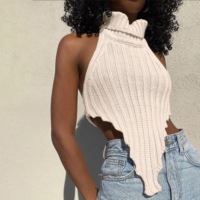 Women's Irregular Backless Woolen Can Wear Outside Small Vest/suspenders/tube Top