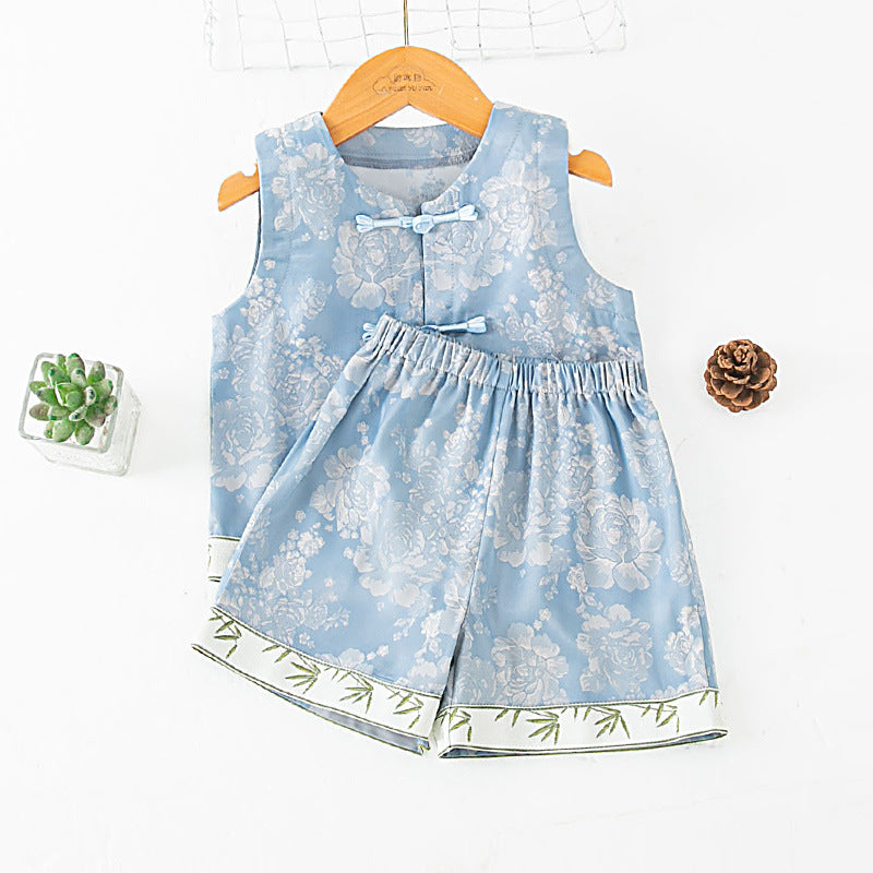 Children's National Style Vest Shorts Two-piece Chinese Children's Suit