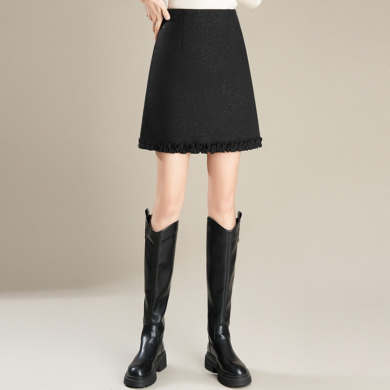 Women's Hip Ruffled Stitching Classic Style A- Line Small Skirts
