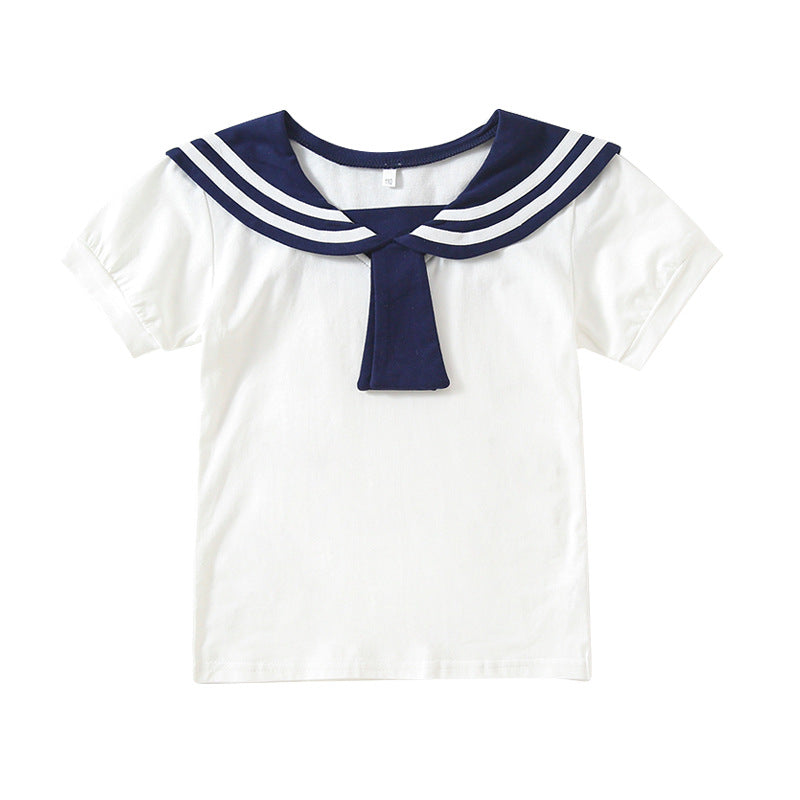 Children's Summer Thin Cotton Navy Style Top Children's T-shirt