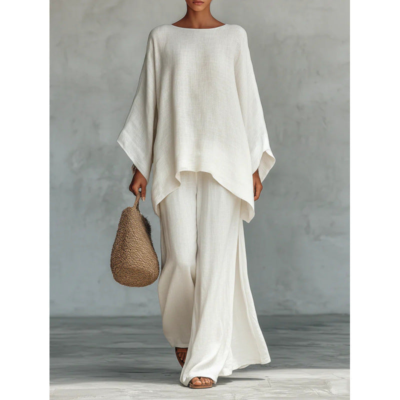 Women's Summer Simple Loose Comfortable Shirt Wide Fashion Casual Suit