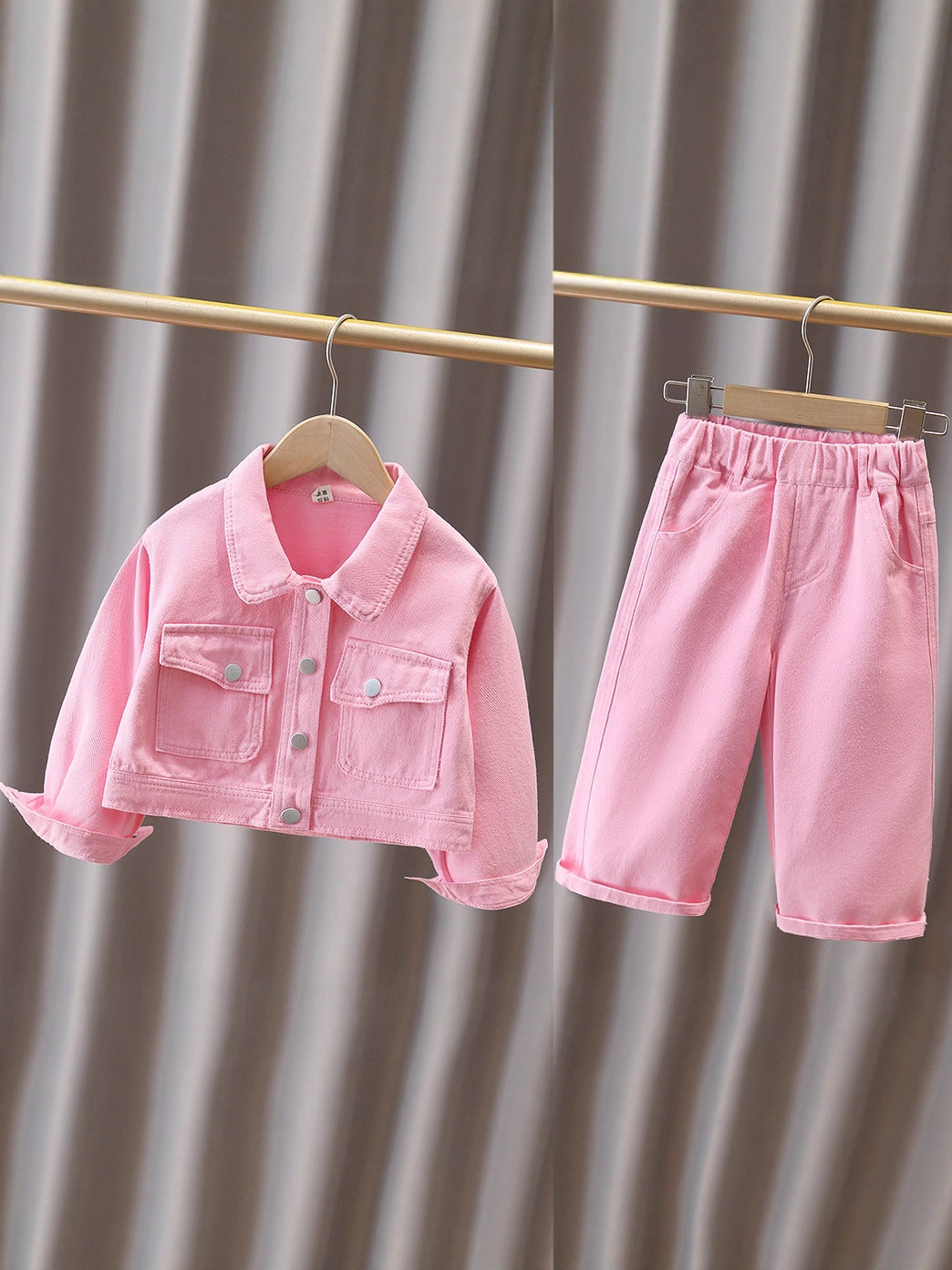 School Casual Denim Fashionable Jacket Straight Loose Children's Suit