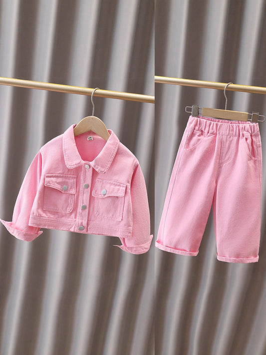 School Casual Denim Fashionable Jacket Straight Loose Children's Suit