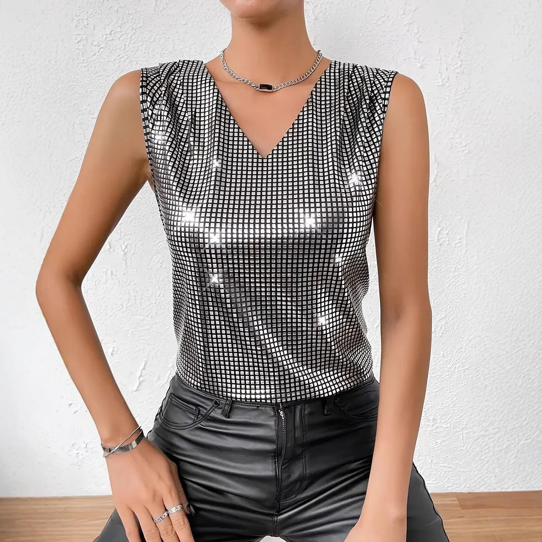 Women's Summer Sier Sleeveless Slimming Plaid Small Vest/suspenders/tube Top