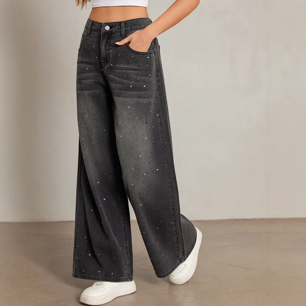 Women's Starry Loose Comfortable Casual Straight Popular Jeans