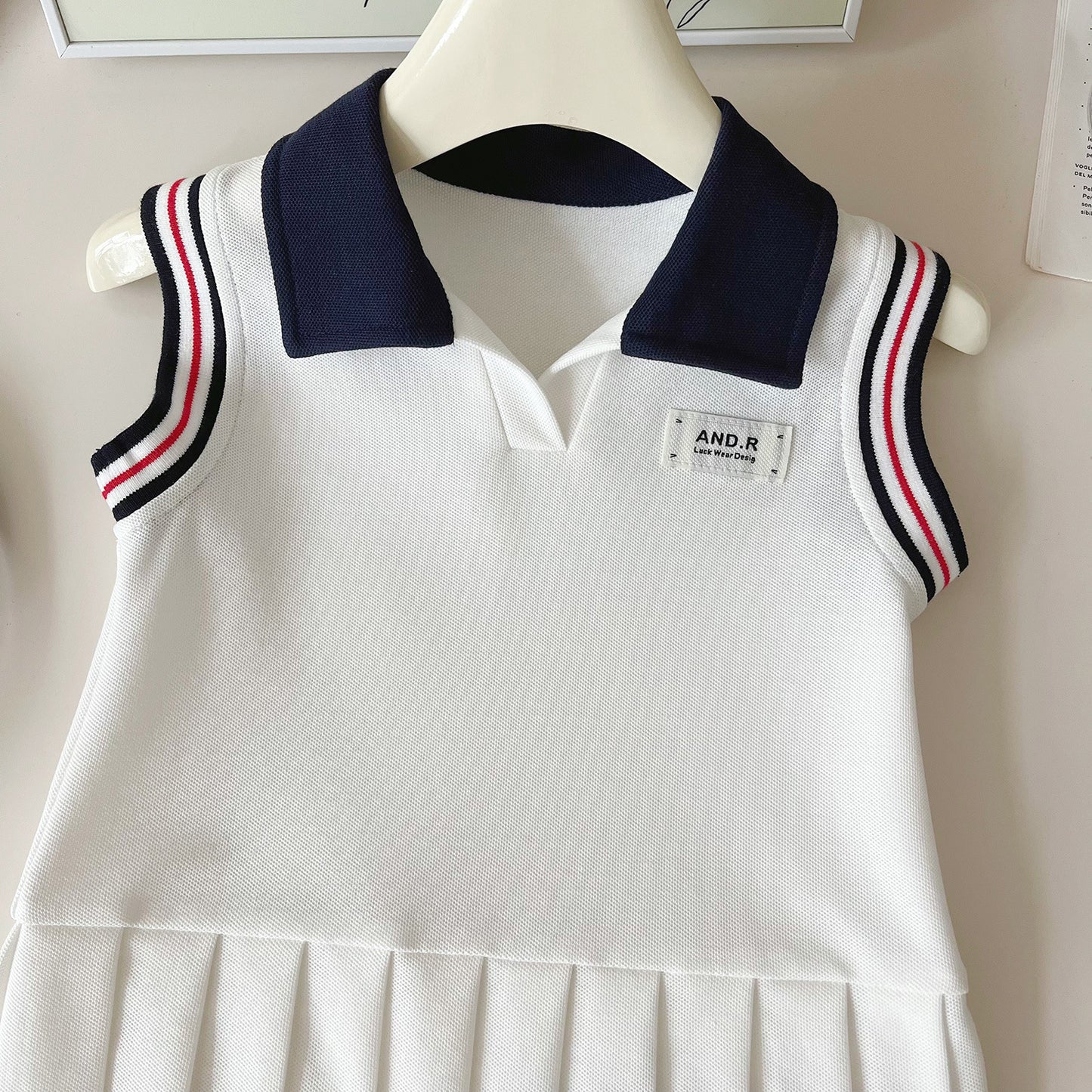Summer Korean Style Rib Ribbon Lapel Cute Children's Dress