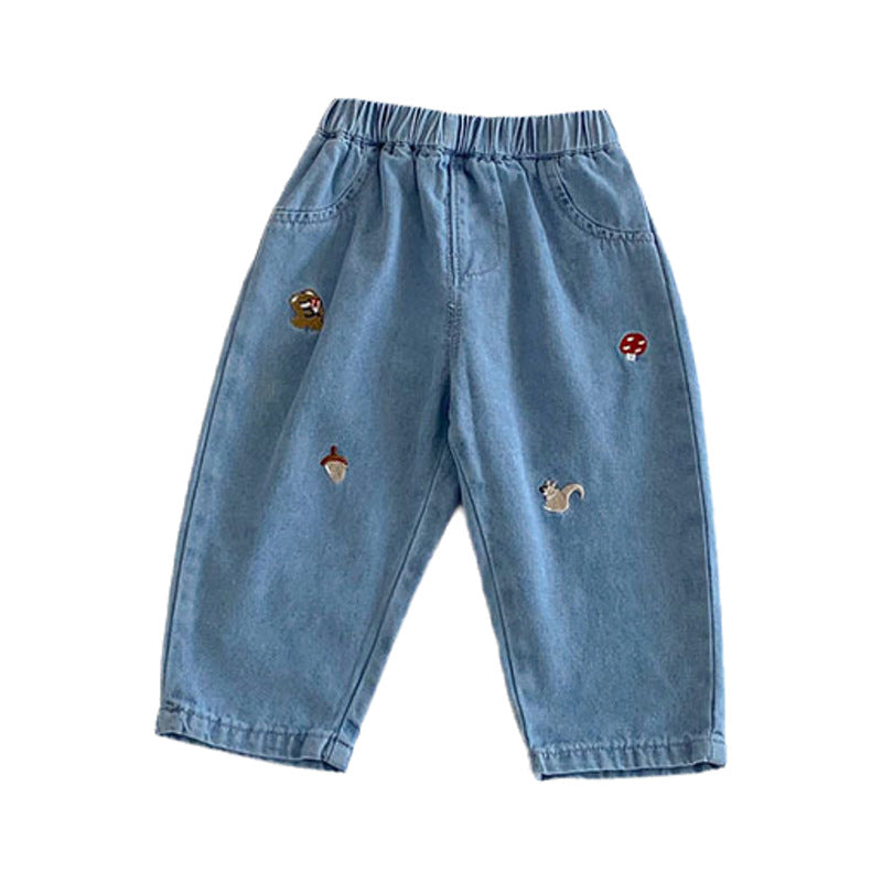 Children's Clothing Boys Fashionable Cartoon Jeans Outer Wear Children's Pants