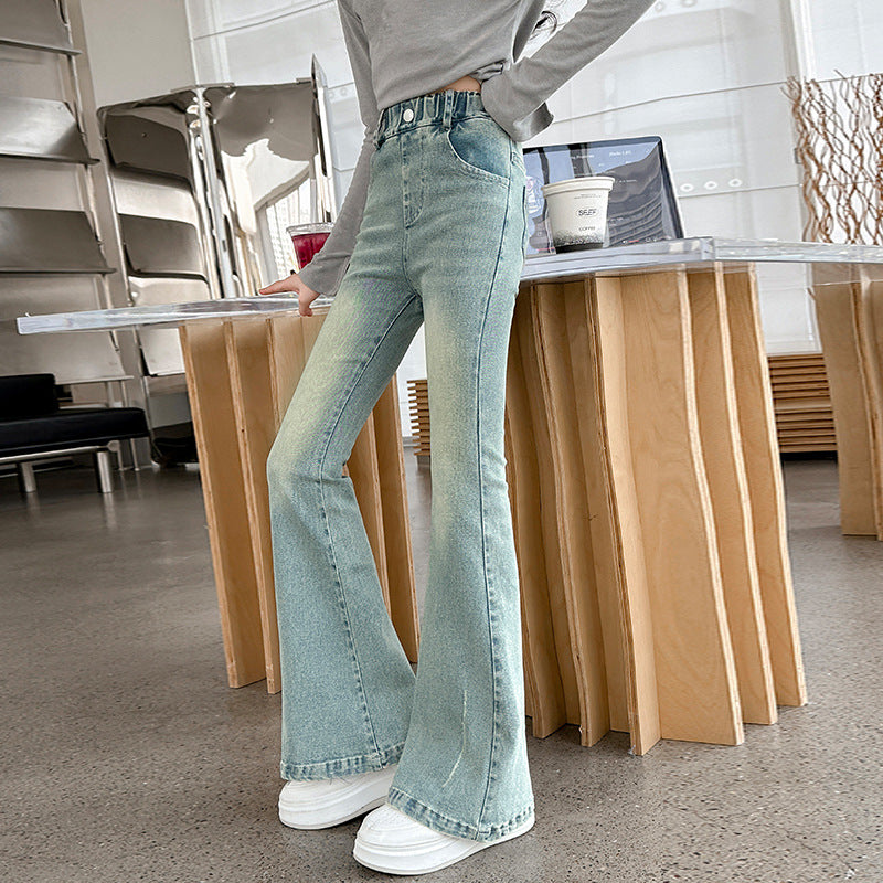 Children's Western Style Leisure Stretch Horn Spring Children's Pants