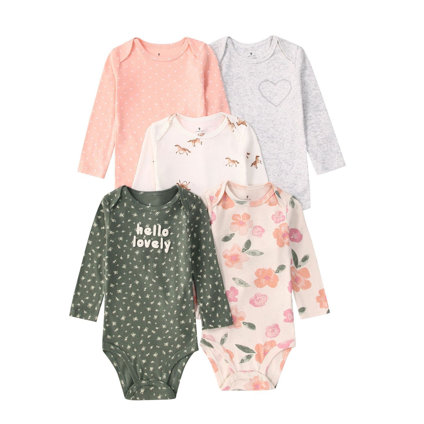 Children's Clothing Long-sleeved Triangle Romper Five Pieces Jumpsuit, Climbing Suit