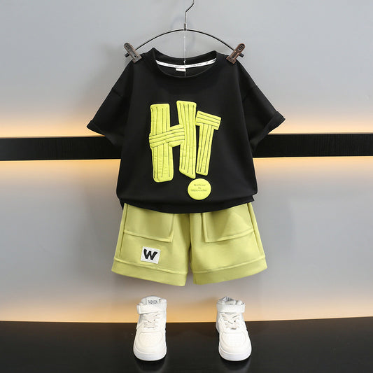 Children's Boys Summer Year Clothes Ruffle Handsome Children's Suit