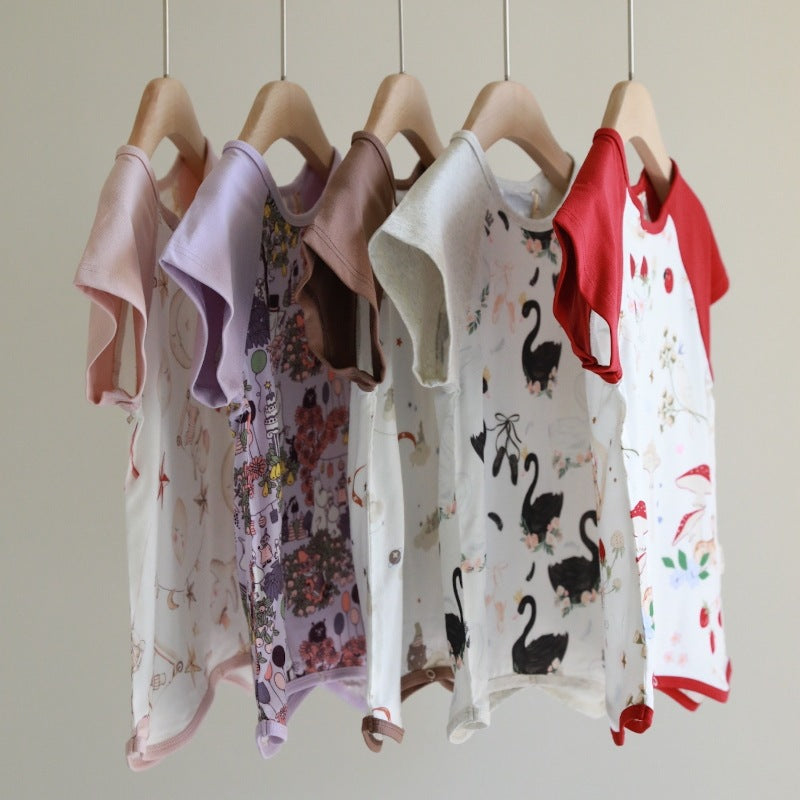 Bamboo Fiber Cool Gauze Summer Clothing Home Parent-child Outfit