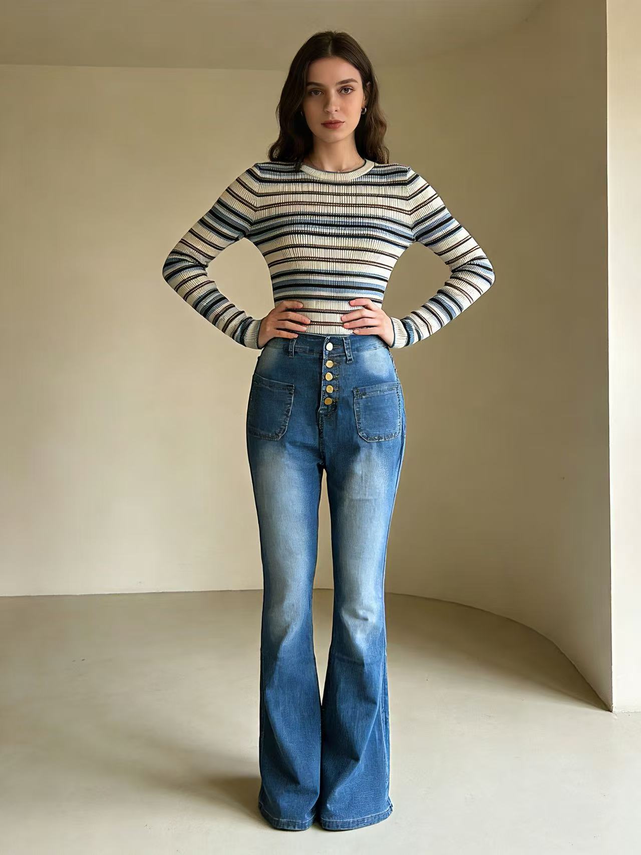 Women's Retro Casual Slimming Stretch Trousers Jeans