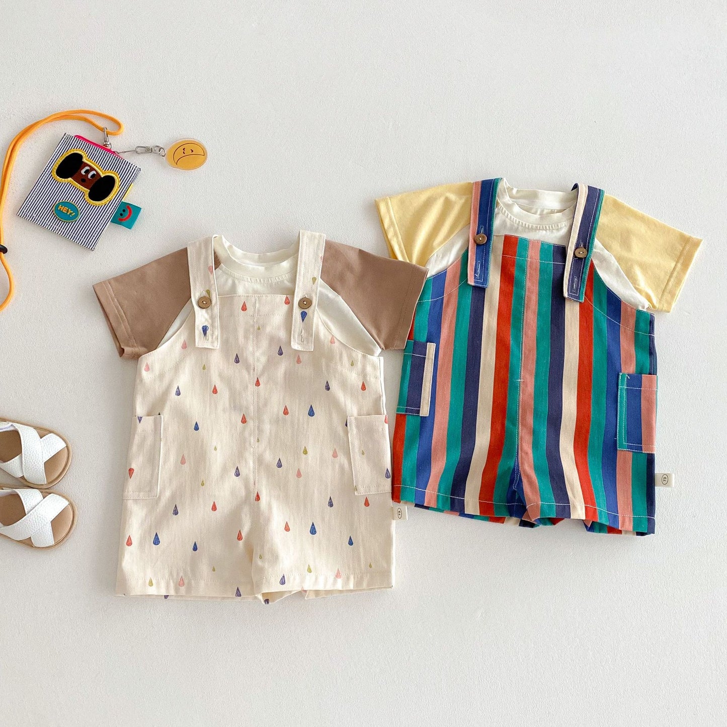 Children's Striped Suspender Summer Fashion Casual Raindrop Trendy Children's Pants