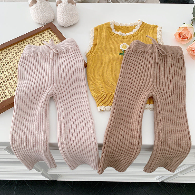 Children's Knitted Straight Korean Style Trousers Leggings Children's Pants
