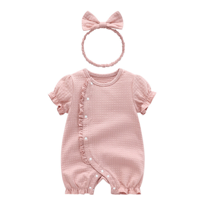 Born Cotton Short Sleeve Rompers Round Neck Korean Jumpsuit, Climbing Suit