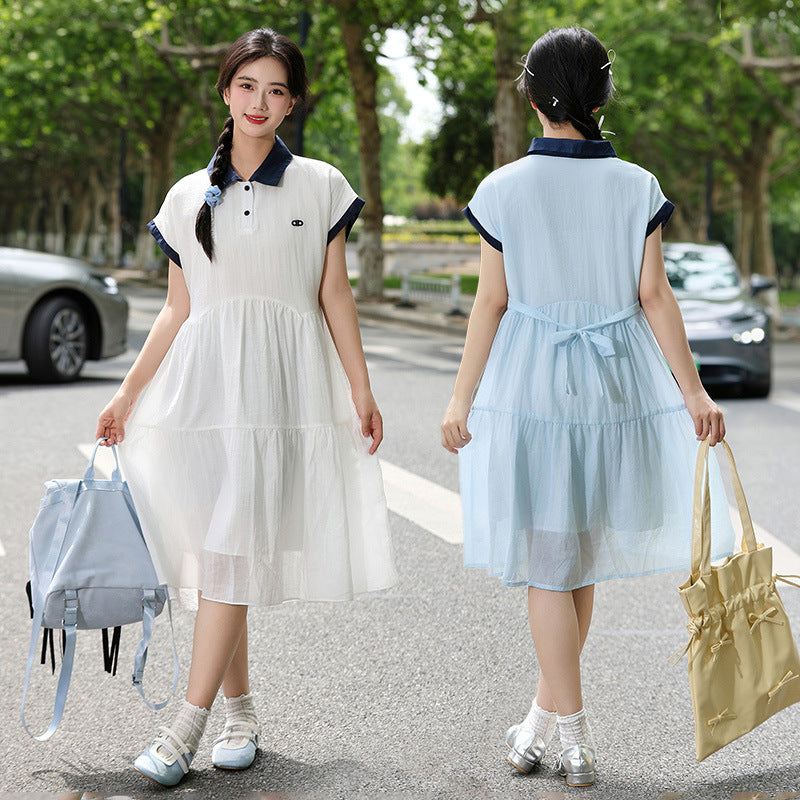 School Summer Thin Medium Large Size Loose Skirt Mid-length College Children's Dress