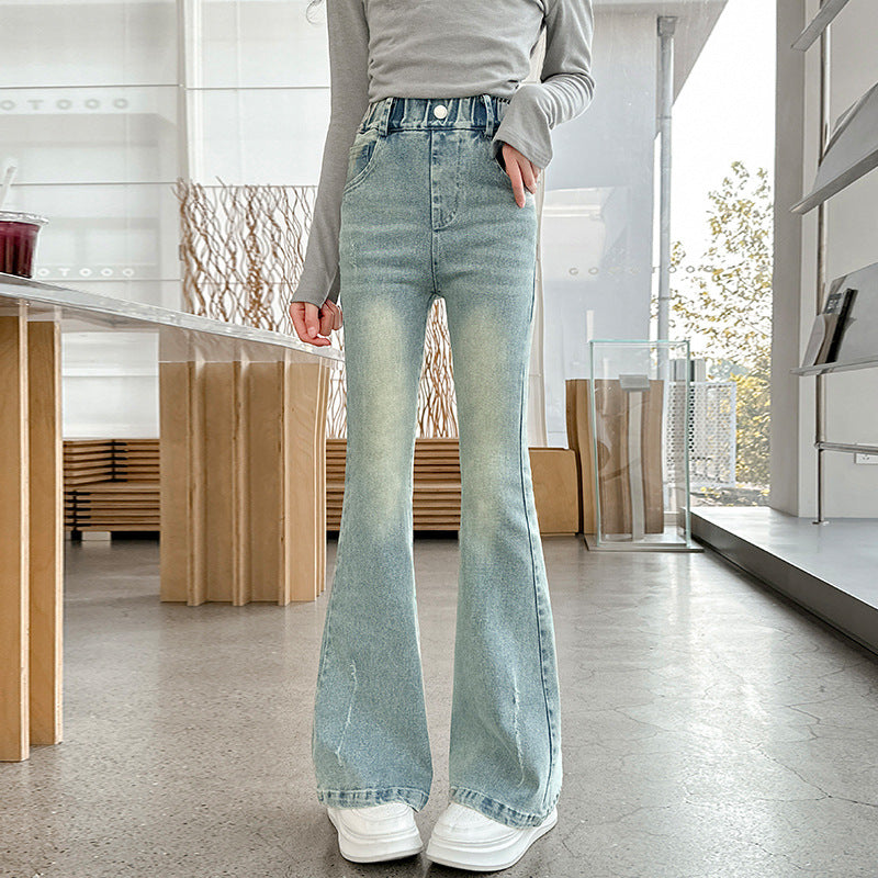 Children's Western Style Leisure Stretch Horn Spring Children's Pants