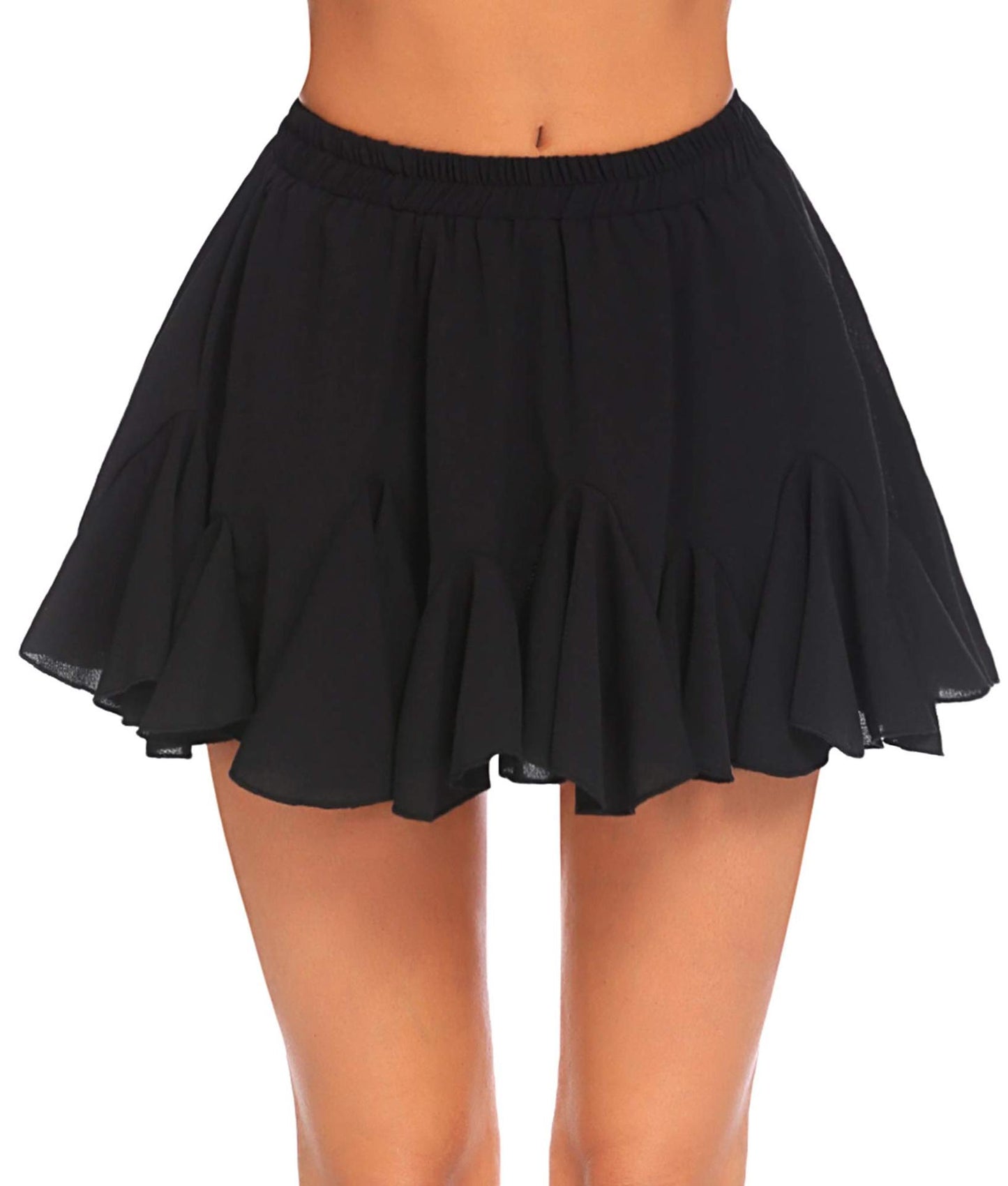 Women's High Waist Stitching Printed A- Line Sexy Sweet Lotus Skirt