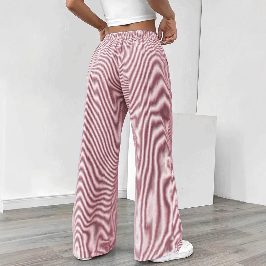 Women's Spring Stripes Fashion Loose-fitting Trousers Casual Pants