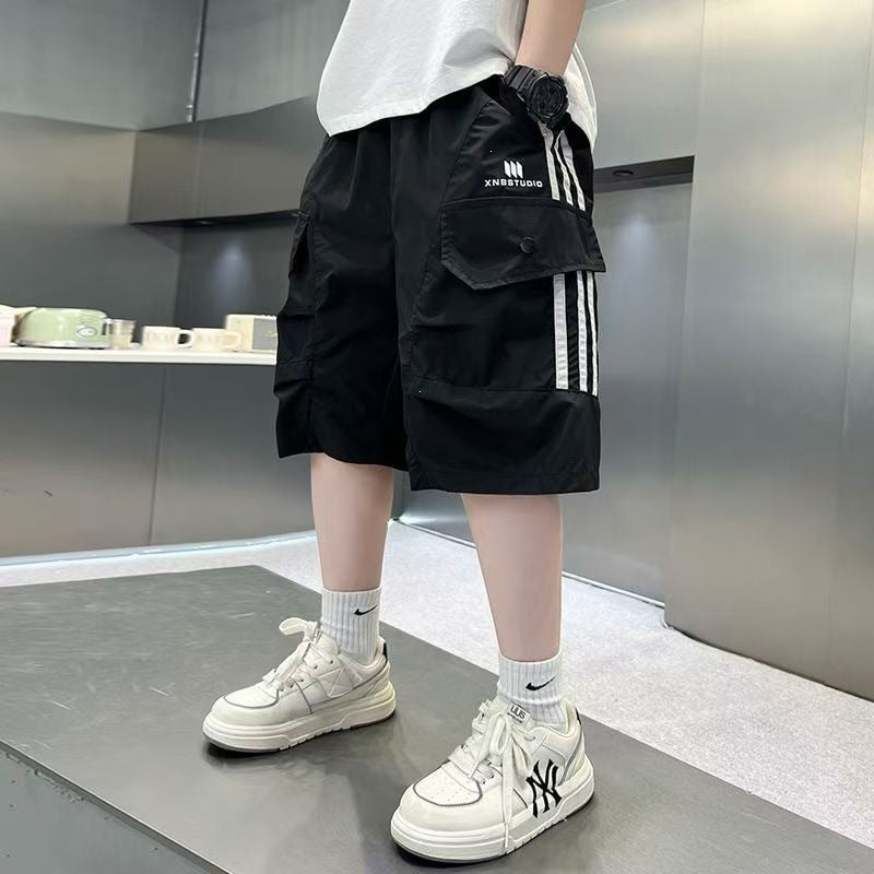 Children's Casual Overalls Summer Medium Large Cropped Children's Pants