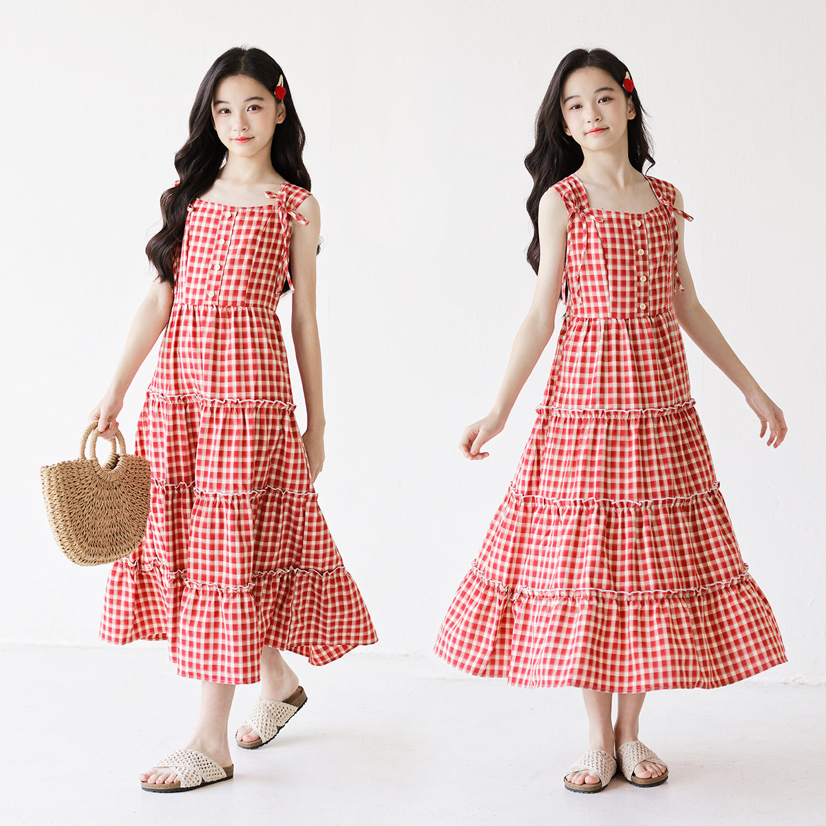 Children's Tiered Sleeveless Sling Seaside Fairy Suspender Long Children's Dress