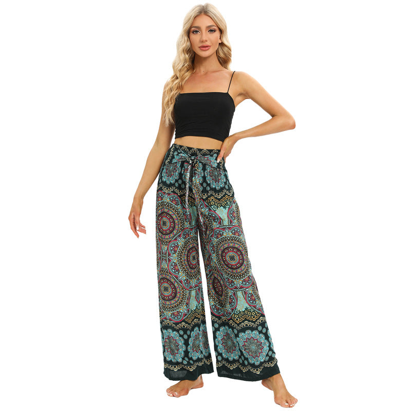 Bohemian Loose Rayon Culottes Ethnic Summer Casual Pants
