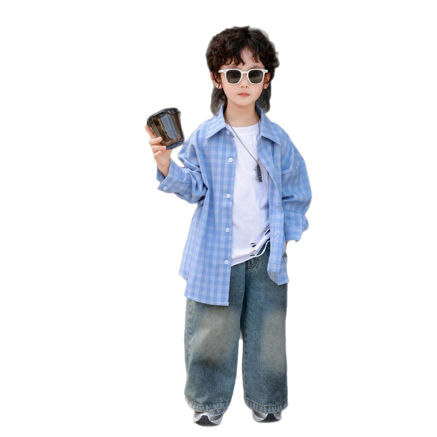 Children's Shirt Style Retro Top Loose Lazy Parent-child Outfit