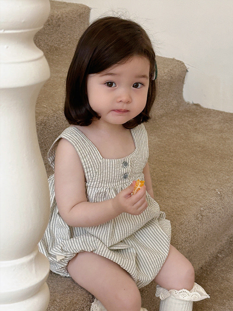Children's Strap Summer Jumpsuit Korean Style Clothing Striped Sleeveless Jumpsuit, Climbing Suit
