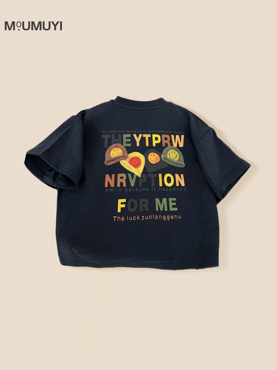 Children's Clothing Summer Korean Printed Short-sleeved Loose Casual Fashionable Round Collar Children's T-shirt