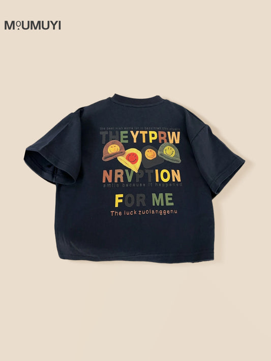 Children's Clothing Summer Korean Printed Short-sleeved Loose Casual Fashionable Round Collar Children's T-shirt