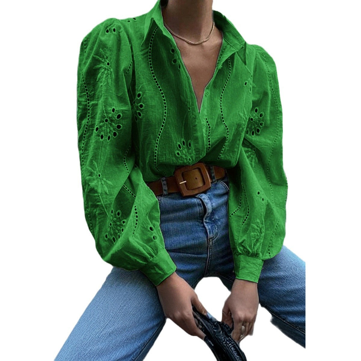 Women's Casual Loose Fashion Puff Sleeve Blouse