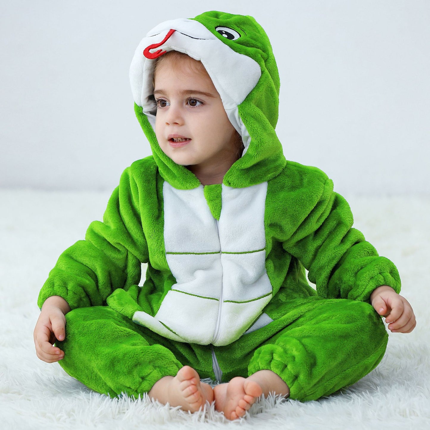 Children's Cartoon One-piece Pajama Animal Flannel Romper Jumpsuit, Climbing Suit